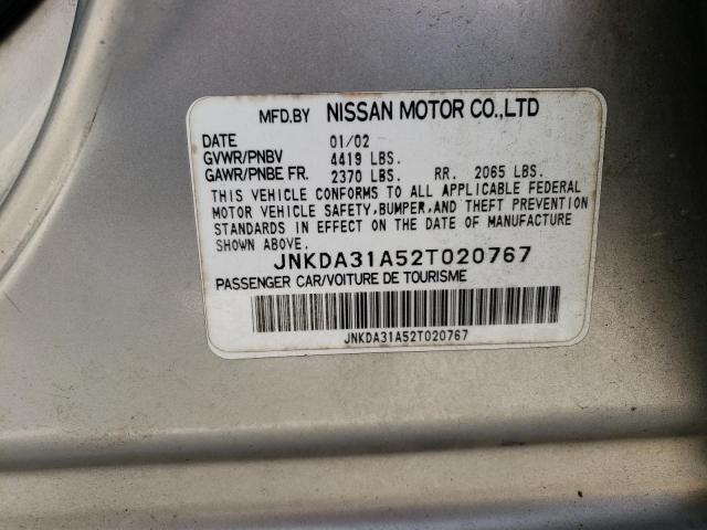 JNKDA31A52T020767 - 2002 INFINITI I35 SILVER photo 12