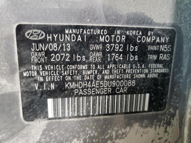 KMHDH4AE5DU900088 - 2013 HYUNDAI ELANTRA GLS SILVER photo 12