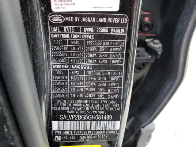SALVP2BG5GH081489 - 2016 LAND ROVER RANGE ROVE SE BLACK photo 13