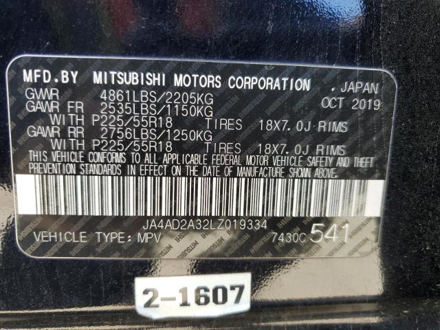 JA4AD2A32LZ019334 - 2020 MITSUBISHI OUTLANDER ES BLACK photo 14