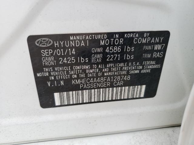 KMHEC4A48FA128748 - 2015 HYUNDAI SONATA HYBRID WHITE photo 13