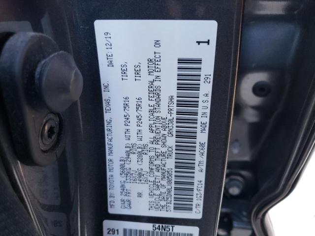 5TFBZ5DN0LX005051 - 2020 TOYOTA TACOMA DOUBLE CAB 灰色 照片 12