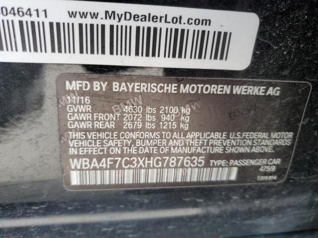 WBA4F7C3XHG787635 - 2017 BMW 430I GRAN COUPE BLACK photo 12