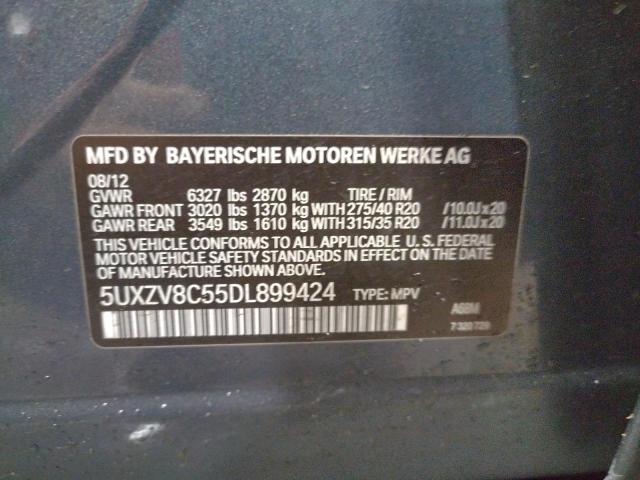 5UXZV8C55DL899424 - 2013 BMW X5 XDRIVE50I BLUE photo 12