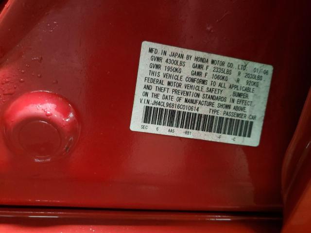 JH4CL96816C010614 - 2006 ACURA TSX RED photo 12