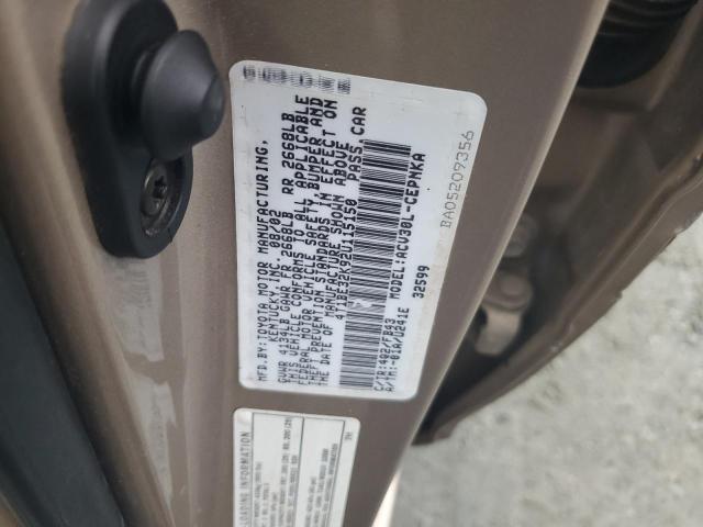 4T1BE32K92U115150 - 2002 TOYOTA CAMRY LE GOLD photo 12