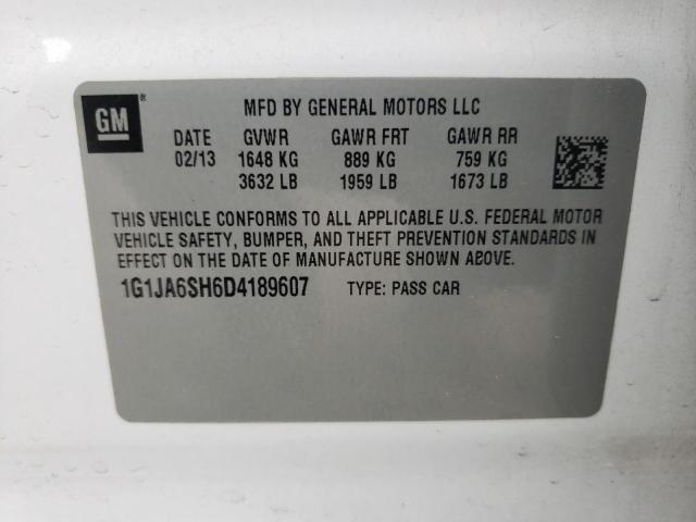 1G1JA6SH6D4189607 - 2013 CHEVROLET SONIC LS 白色 照片 12