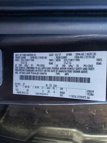 1FMCU0F73HUE15979 - 2017 FORD ESCAPE S GRAY photo 14