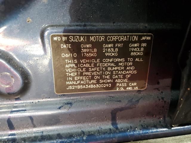 JS2YB5A34B6300293 - 2011 SUZUKI SX4 BLUE photo 14