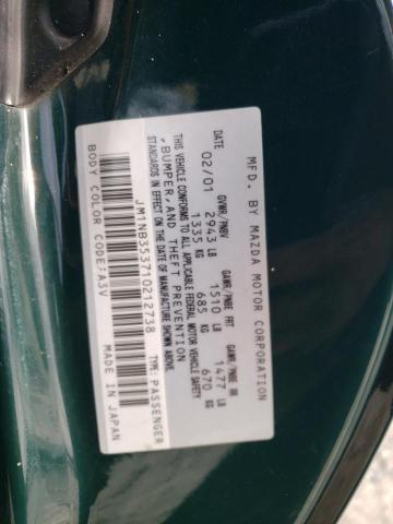 JM1NB353710212738 - 2001 MAZDA MX-5 MIATA BASE GREEN photo 12