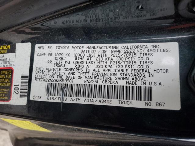 5TETX22N29Z669901 - 2009 TOYOTA TACOMA ACCESS CAB მწვანე ფოტო 12