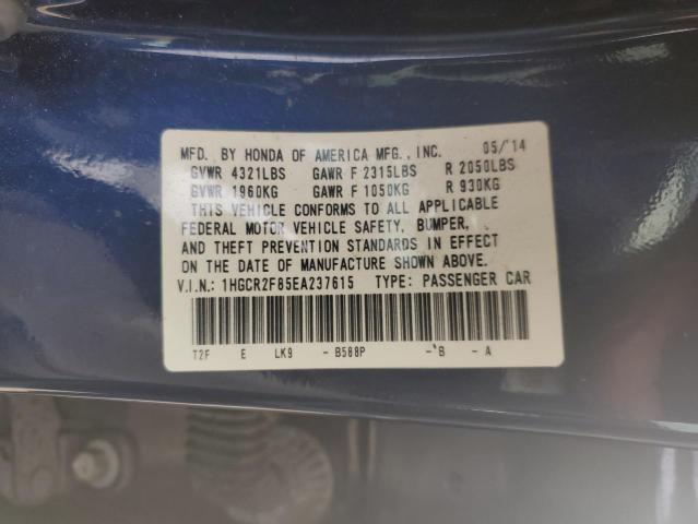 1HGCR2F85EA237615 - 2014 HONDA ACCORD EXL BLUE photo 12