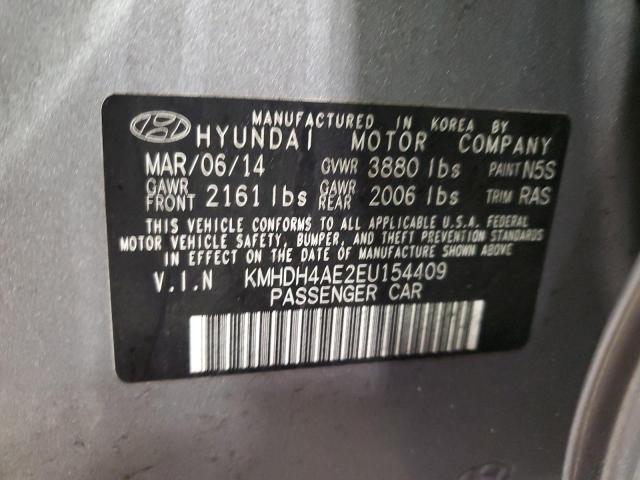 KMHDH4AE2EU154409 - 2014 HYUNDAI ELANTRA SE GRAY photo 12