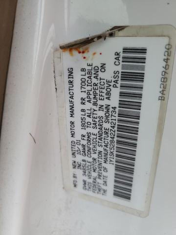 1Y1SK52842Z421734 - 2002 CHEVROLET GEO PRIZM BASE WHITE photo 12