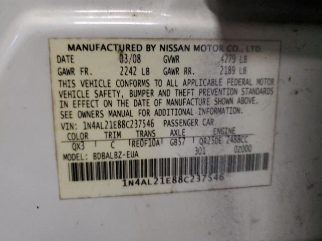 1N4AL21E88C237546 - 2008 NISSAN ALTIMA 2.5 WHITE photo 13