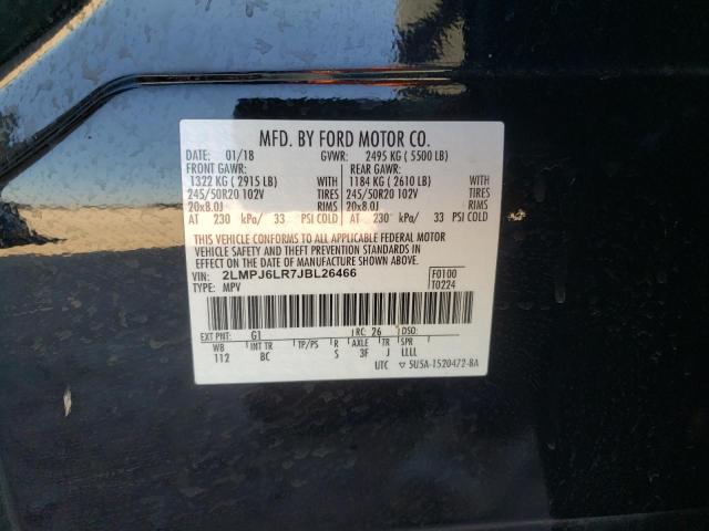 2LMPJ6LR7JBL26466 - 2018 LINCOLN MKX RESERVE أسود صورة 12