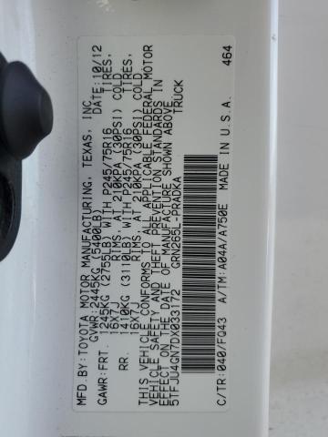 5TFJU4GN7DX033172 - 2013 TOYOTA TACOMA DOUBLE CAB PRERUNNER WHITE photo 12