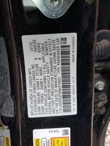 2HGFE2F58NH575803 - 2022 HONDA CIVIC SPORT BLACK photo 12