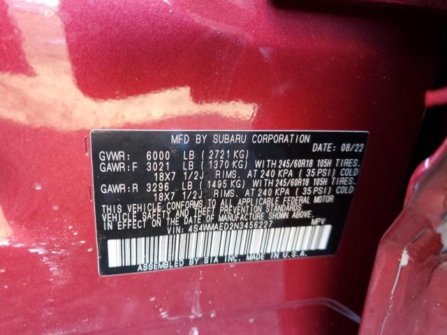 4S4WMAED2N3456227 - 2022 SUBARU ASCENT PREMIUM RED photo 13