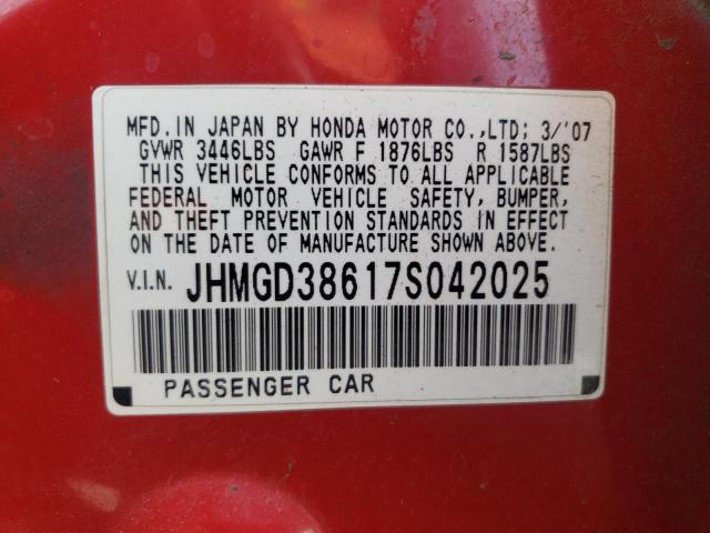 JHMGD38617S042025 - 2007 HONDA FIT S 红色 照片 12