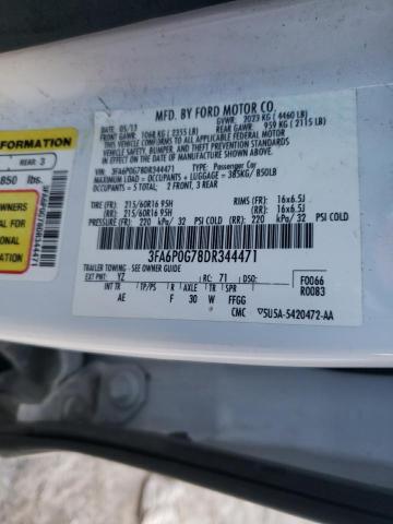 3FA6P0G78DR344471 - 2013 FORD FUSION S WHITE photo 12