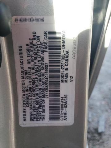 2T1KR32E04C199037 - 2004 TOYOTA COROLLA MA XR GRAY photo 12