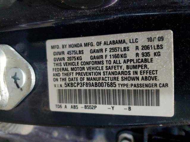 5KBCP3F89AB007685 - 2010 HONDA ACCORD EXL BLUE photo 12