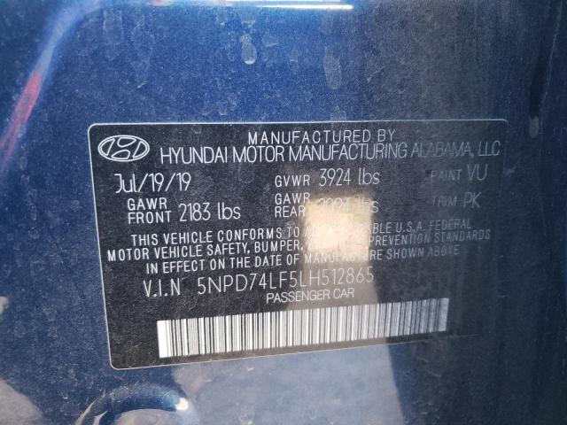 5NPD74LF5LH512865 - 2020 HYUNDAI ELANTRA SE BLUE photo 13