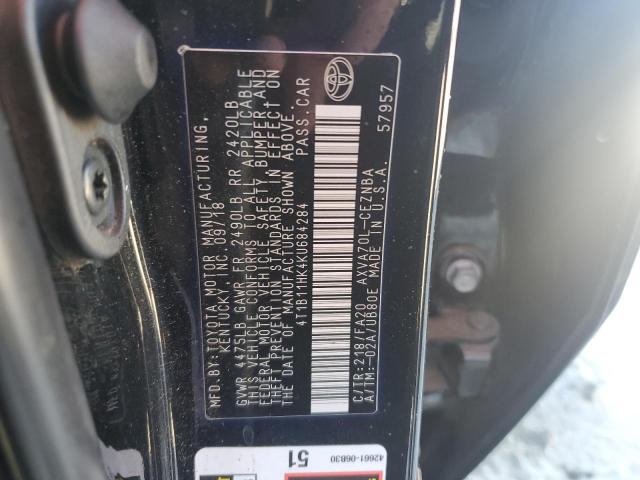 4T1B11HK4KU684284 - 2019 TOYOTA CAMRY L BLACK photo 12