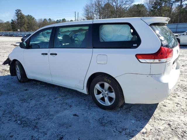 5TDZK3DC8BS154852 - 2011 TOYOTA SIENNA WHITE photo 2