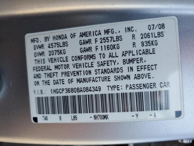 1HGCP36808A084349 - 2008 HONDA ACCORD EXL SILVER photo 12