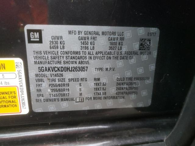 5GAKVCKD0HJ263057 - 2017 BUICK ENCLAVE GRAY photo 13