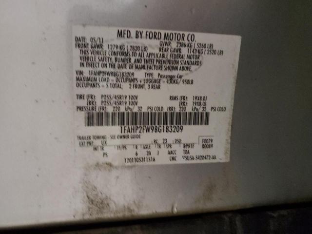 1FAHP2FW9BG183209 - 2011 FORD TAURUS LIMITED SILVER photo 12