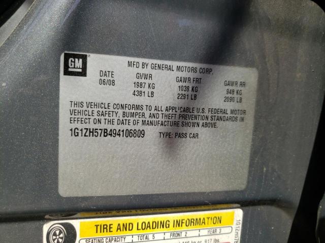 1G1ZH57B494106809 - 2009 CHEVROLET MALIBU 1LT 灰色 照片 10