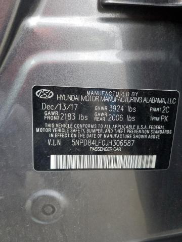 5NPD84LF0JH306587 - 2018 HYUNDAI ELANTRA SEL SILVER photo 13