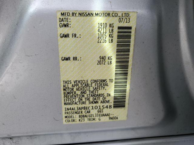 1N4AL3AP8EC101548 - 2014 NISSAN ALTIMA 2.5 SILVER photo 12