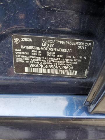 WBAPK5G59BNN28694 - 2011 BMW 328 XI SULEV BLUE photo 12