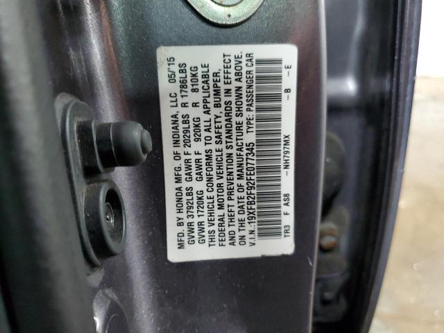 19XFB2F92FE077345 - 2015 HONDA CIVIC EXL 灰色 照片 13