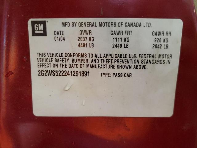 2G2WS522241291891 - 2004 PONTIAC GRAND PRIX 红色 照片 12