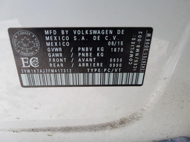 3VW1K7AJ7FM417312 - 2015 VOLKSWAGEN JETTA BASE Ağ foto 12