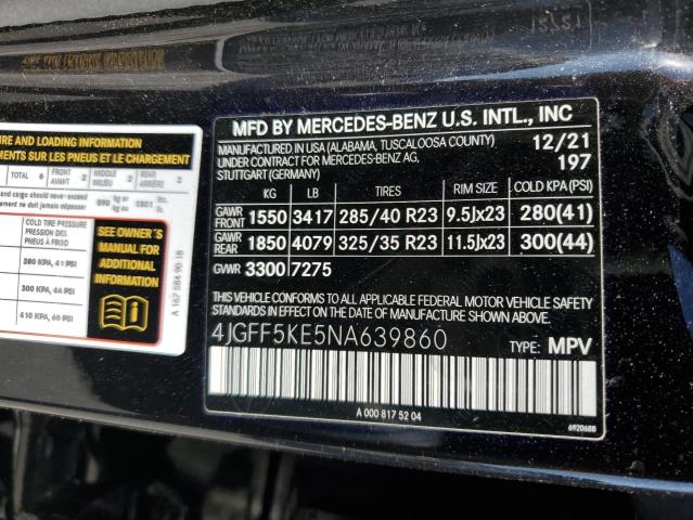 4JGFF5KE5NA639860 - 2022 MERCEDES-BENZ GLS 450 4MATIC BLACK photo 14