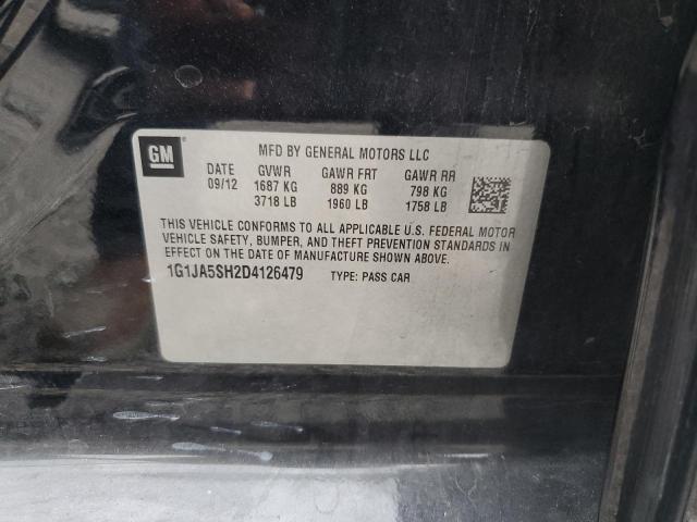 1G1JA5SH2D4126479 - 2013 CHEVROLET SONIC LS შავი ფოტო 12