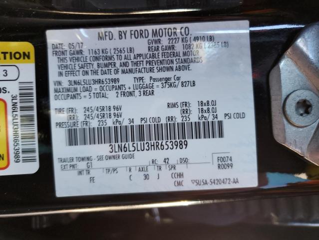 3LN6L5LU3HR653989 - 2017 LINCOLN MKZ HYBRID SELECT BLACK photo 12