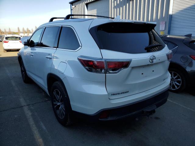 5TDJKRFH1GS351085 - 2016 TOYOTA HIGHLANDER XLE WHITE photo 2