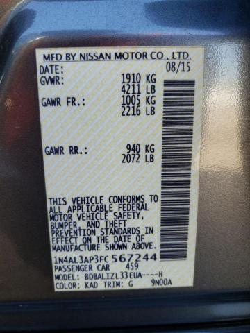 1N4AL3AP3FC567244 - 2015 NISSAN ALTIMA 2.5 GRAY photo 13