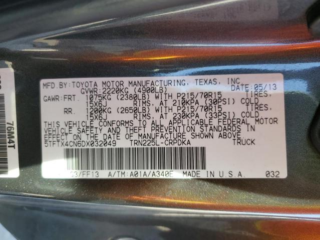 5TFTX4CN6DX032049 - 2013 TOYOTA TACOMA ACCESS CAB ნაცრისფერი ფოტო 12