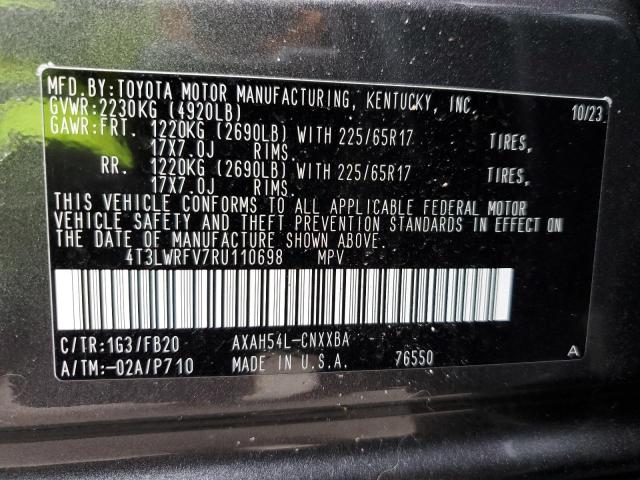 4T3LWRFV7RU110698 - 2024 TOYOTA RAV4 LE GRAY photo 12