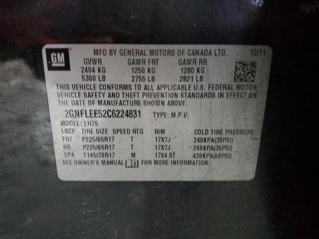 2GNFLEE52C6224831 - 2012 CHEVROLET EQUINOX LT BLACK photo 13