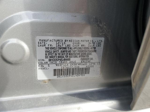 3N1CE2CP4EL404905 - 2014 NISSAN VERSA NOTE S GRAY photo 12