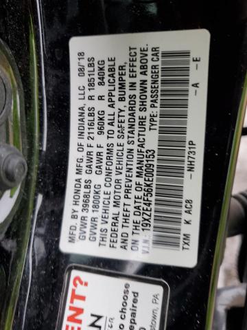 19XZE4F56KE009153 - 2019 HONDA INSIGHT EX BLACK photo 12